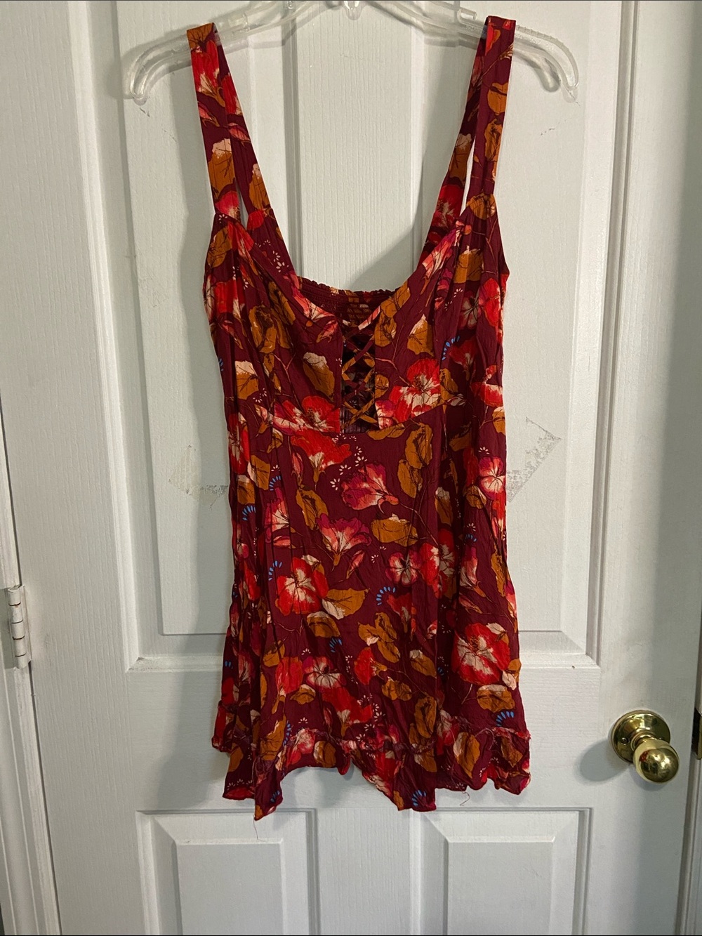 Free People Red Floral Tank Top